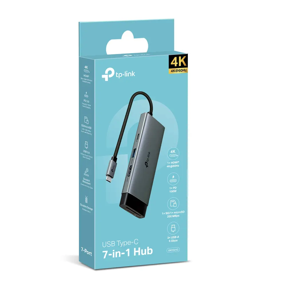 TP-Link UH7021C USB Type-C 7-in-1 Hub with 4K HDMI & 100W Power Delivery TP-Link UH7021C USB Type-C 7-in-1 Hub